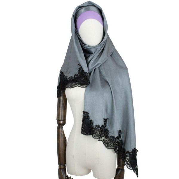 Hijab Style Lace Kopftuch in Heavy Silver Online-Schn?ppchen – Bild 3