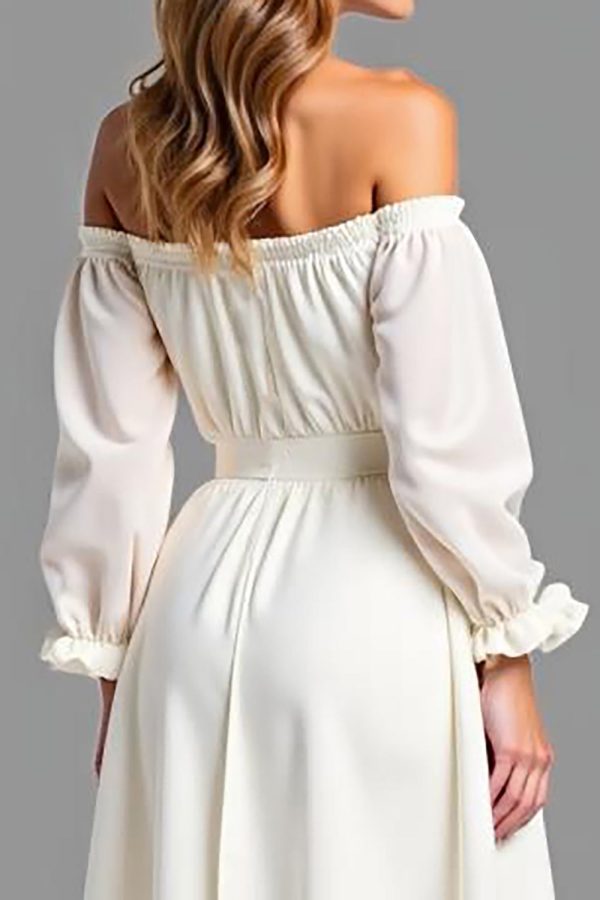 Witte A-lijn Off The Shoulder afstudeerjurk Online-Schn?ppchen – Bild 4