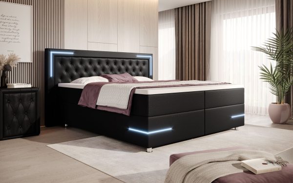 Lit boxspring Verona avec éclairages LED et coffres de rangement (cuir 4 coloris) Rabatt – Bild 2