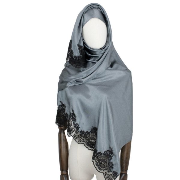 Hijab Style Lace Kopftuch in Heavy Silver Online-Schn?ppchen