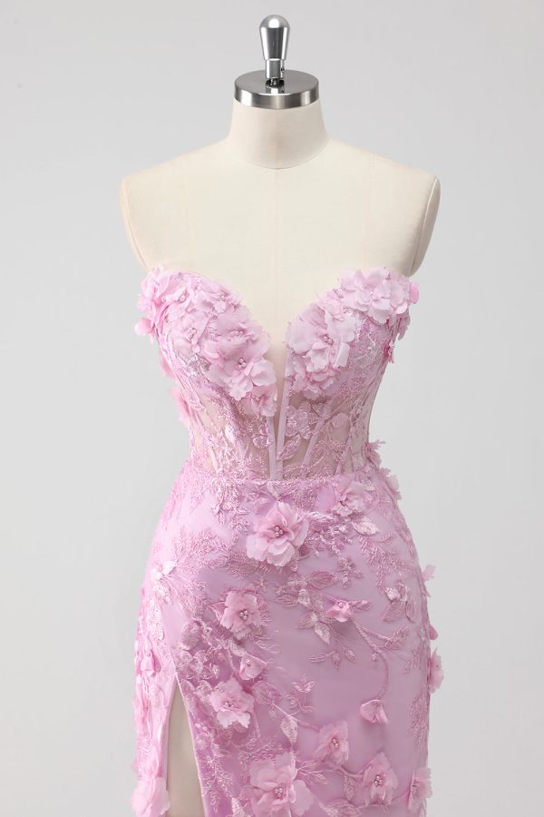 Lila Strapless Coset stoffen zeemeermin lange galajurk met split Schn?ppchen – Bild 4