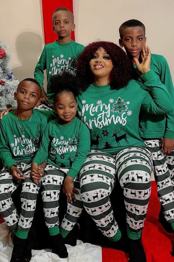 Donkergroene Merry Christmas bedrukte familie pyjama sets Schn?ppchen