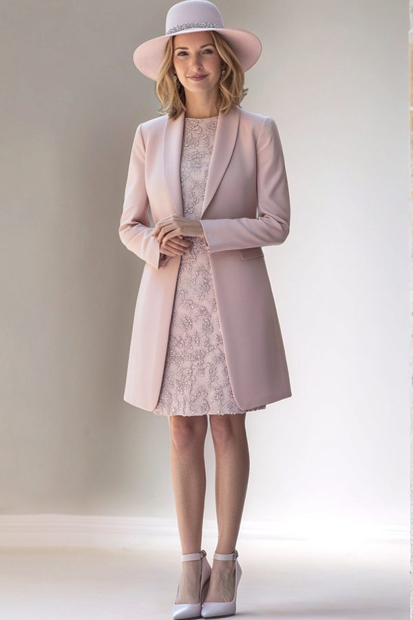 Blush Lange Mouwen Opgestikte 2 Stuk Moeder van de Bruid Jurk Online-Schn?ppchen