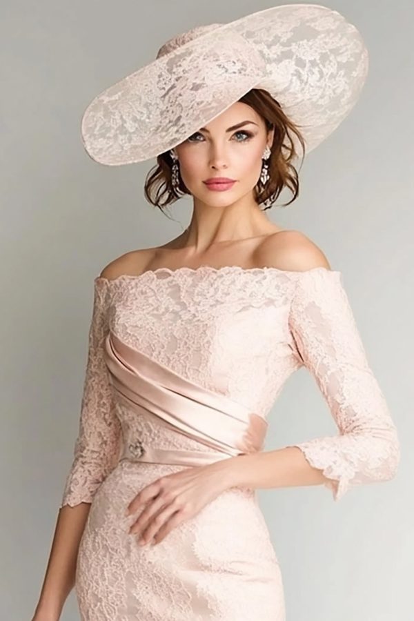 Blozen, Bodycon Off The Shoulder Lace Ruched Moeder van de Bruid Jurk Mode – Bild 2