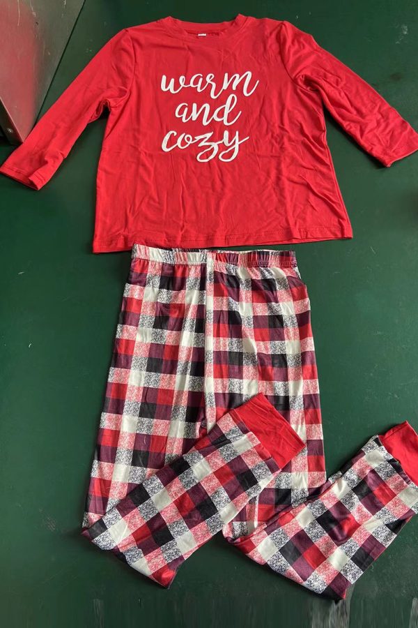 Bijpassende familie zachte pyjama s rode geruite broek warme losse basis manier pyjama set Im Angebot – Bild 2