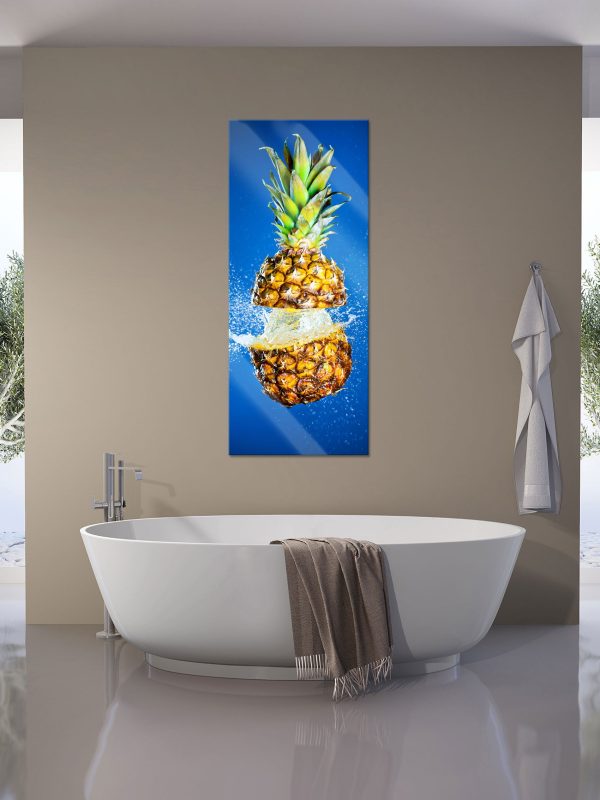 Ananas mit Wasser bespritzt, Glasbild Panorama Schn?ppchen – Bild 4