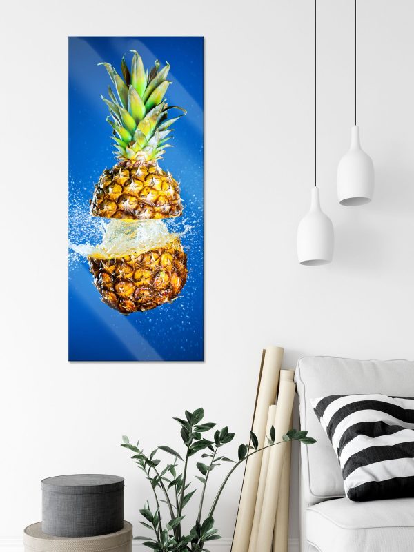 Ananas mit Wasser bespritzt, Glasbild Panorama Schn?ppchen – Bild 3