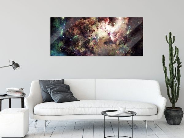 Bunte Nebelgalaxie und Sterne, Glasbild Panorama Verkauf – Bild 2