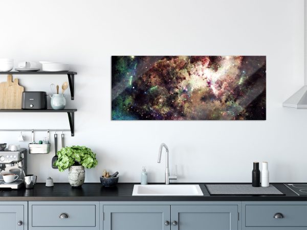 Bunte Nebelgalaxie und Sterne, Glasbild Panorama Verkauf – Bild 3