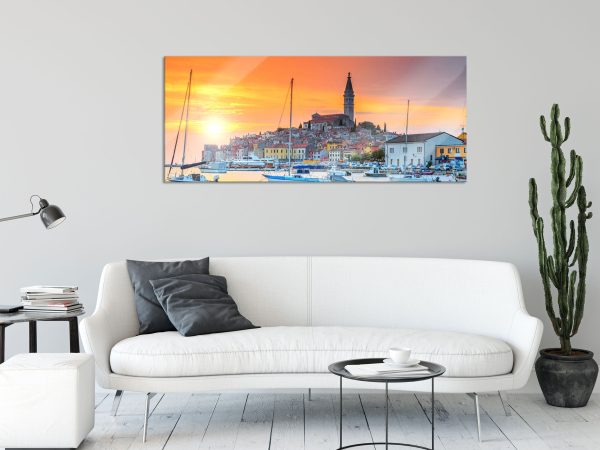 Kroatische Hafenstadt, Glasbild Panorama Online – Bild 2