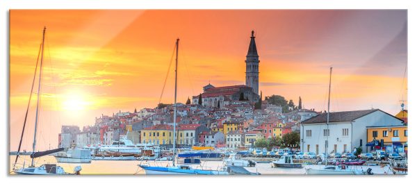 Kroatische Hafenstadt, Glasbild Panorama Online